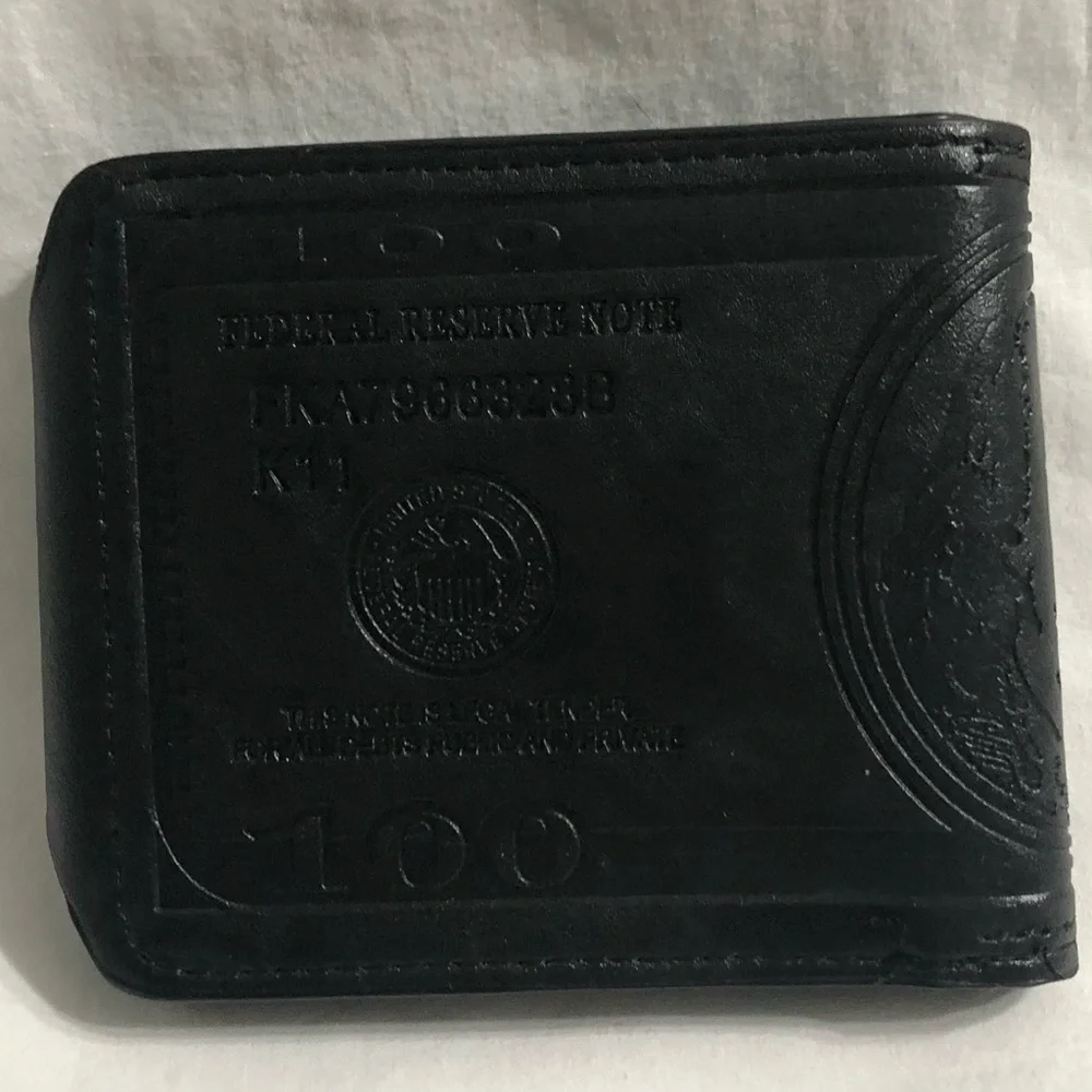 Men’s Wallet Vintage Genuine Leather one hundred dollars graphic black.
